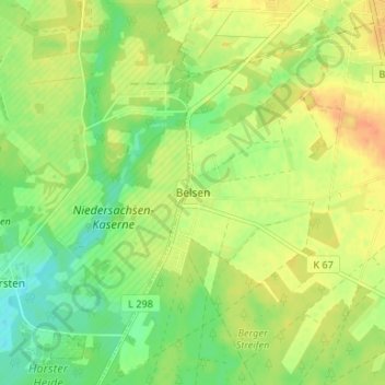 Carte topographique Belsen, altitude, relief