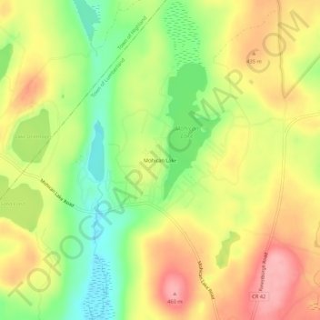 Carte topographique Mohican Lake, altitude, relief