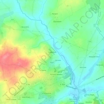 Carte topographique Stang Dour, altitude, relief