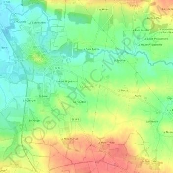Carte topographique La Blunière, altitude, relief