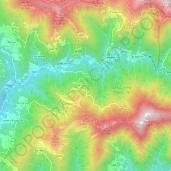 Carte topographique Frassinello, altitude, relief
