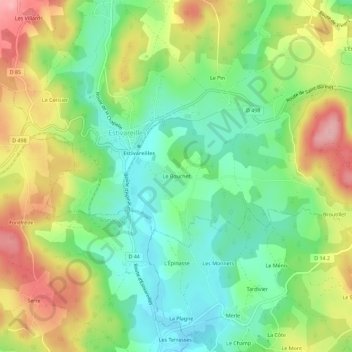 Carte topographique Le Bouchet, altitude, relief