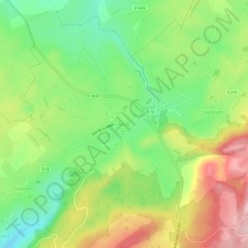 Carte topographique Nods, altitude, relief