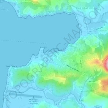 Carte topographique Propriano, altitude, relief