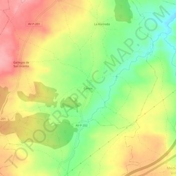 Carte topographique Cortos, altitude, relief