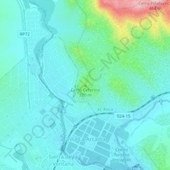 Carte topographique Cerro Ceferino, altitude, relief