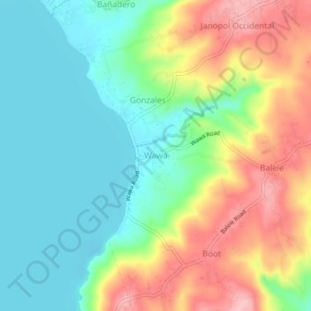 Carte topographique Wawa, altitude, relief