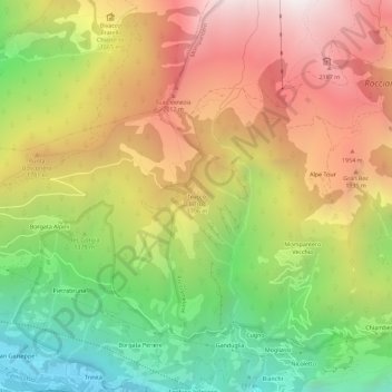 Carte topographique Trucco, altitude, relief