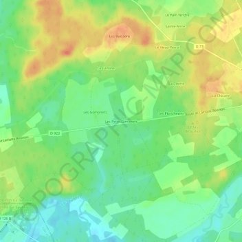 Carte topographique Les Petits Gimonets, altitude, relief