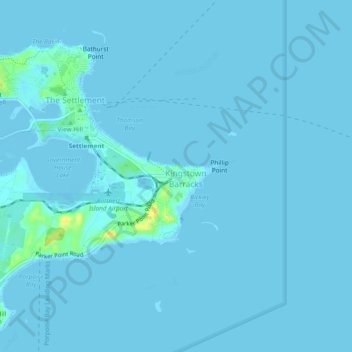 Carte topographique Kingstown, altitude, relief