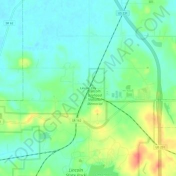 Carte topographique Lincoln City, altitude, relief