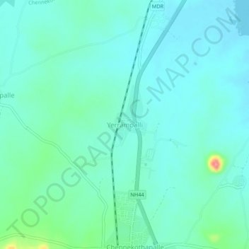 Carte topographique Yerrampalli, altitude, relief