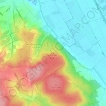 Carte topographique Höhenberg, altitude, relief