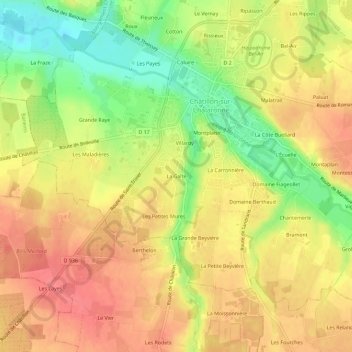 Carte topographique La Gaîté, altitude, relief