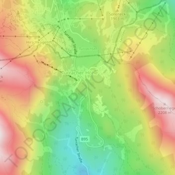 Carte topographique Turracher Höhe, altitude, relief