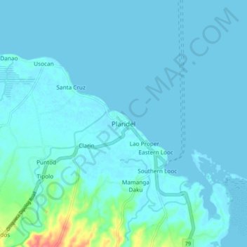 Carte topographique Plaridel, altitude, relief