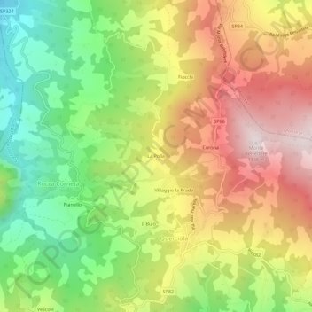 Carte topographique La Polla, altitude, relief
