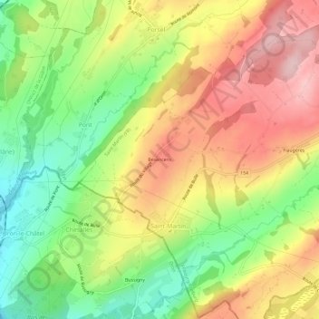 Carte topographique Besencens, altitude, relief