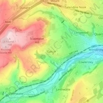 Carte topographique Golcar, altitude, relief