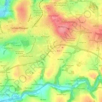 Carte topographique Poulriou, altitude, relief