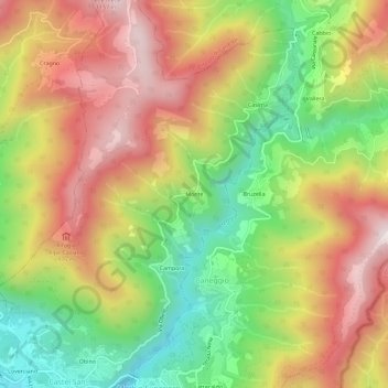 Carte topographique Monte, altitude, relief