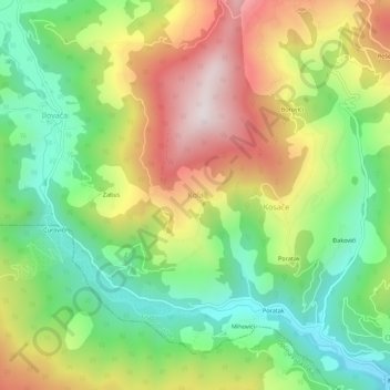 Carte topographique Kola, altitude, relief