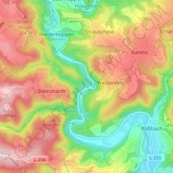 Carte topographique Als-Au, altitude, relief
