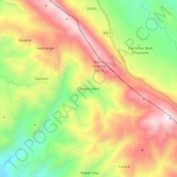 Carte topographique Chemin Neuf, altitude, relief