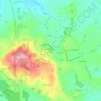 Carte topographique La Dauberie, altitude, relief