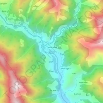 Carte topographique Barot, altitude, relief