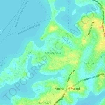 Carte topographique Thrikkaruva, altitude, relief