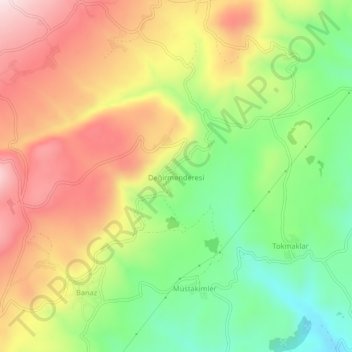 Carte topographique Değirmenderesi, altitude, relief