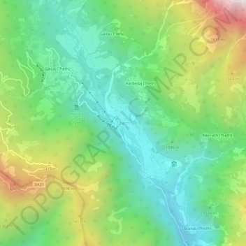 Carte topographique Theth, altitude, relief