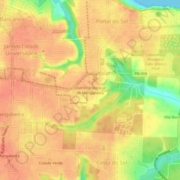 Carte topographique João Pessoa, altitude, relief