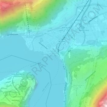 Carte topographique Brunnen, altitude, relief