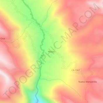 Carte topographique Muyoc, altitude, relief