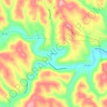 Carte topographique Glencoe, altitude, relief