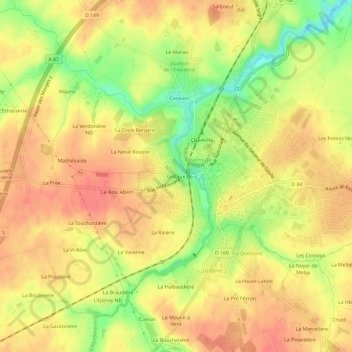 Carte topographique Grillaux, altitude, relief