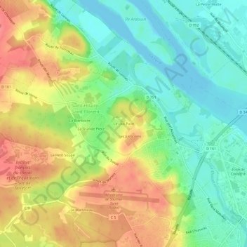 Carte topographique Le clos Pavé, altitude, relief