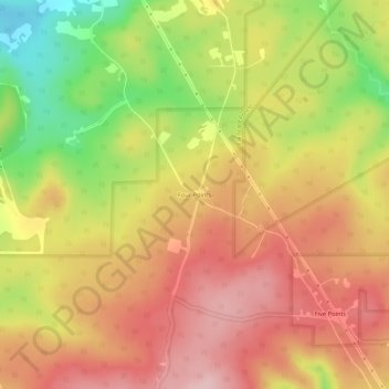 Carte topographique Four Points, altitude, relief
