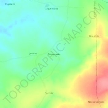 Carte topographique Descoberta, altitude, relief