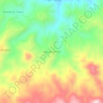 Carte topographique Vereda Jericó, altitude, relief