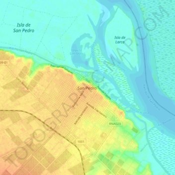 Carte topographique San Pedro, altitude, relief
