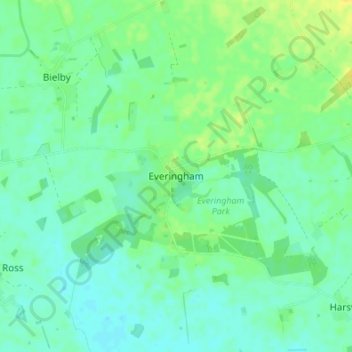 Carte topographique Everingham, altitude, relief