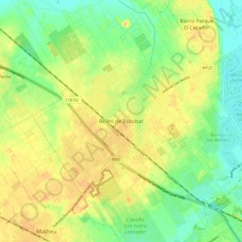 Carte topographique Belén de Escobar, altitude, relief