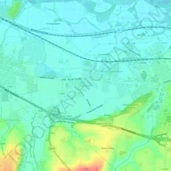 Carte topographique Kristein, altitude, relief