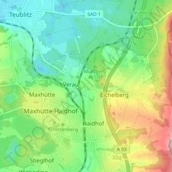 Carte topographique Rappenbügl, altitude, relief