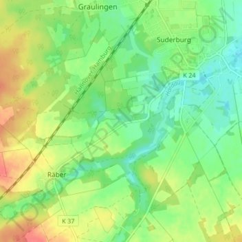 Carte topographique Olmsruh, altitude, relief