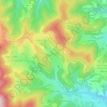 Carte topographique Le Pire, altitude, relief