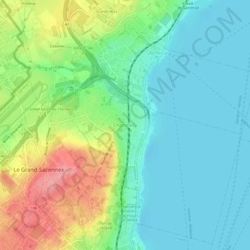 Carte topographique Chambésy, altitude, relief